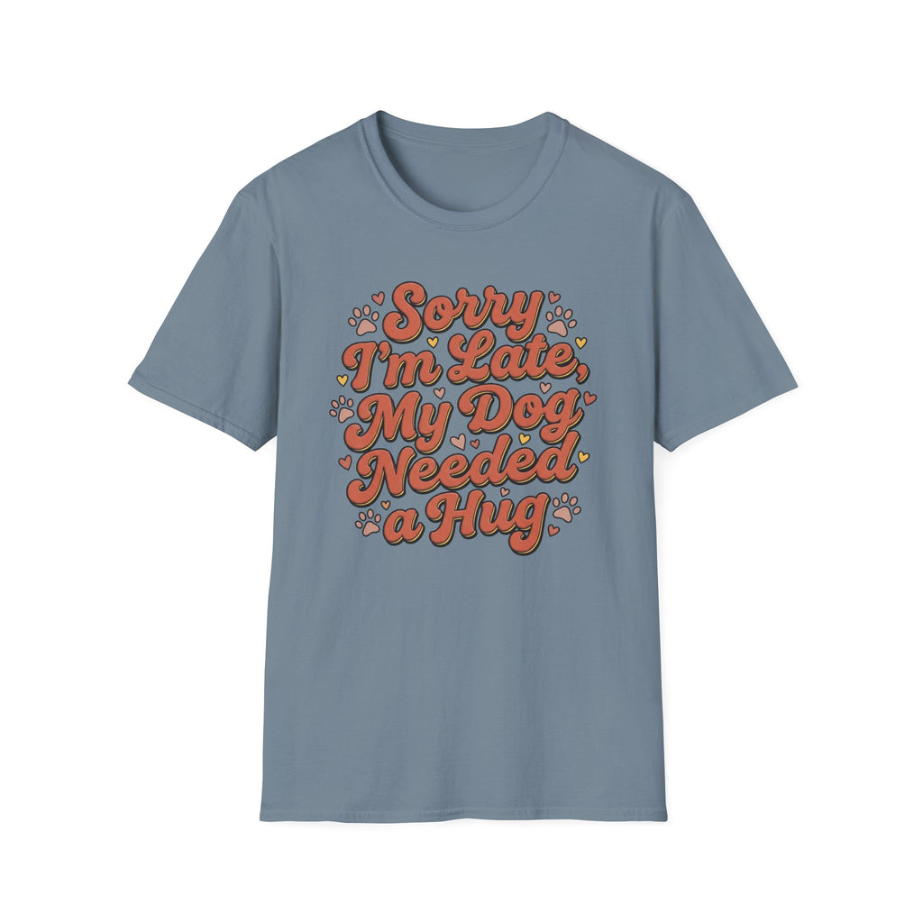 Sorry I’m Late, My Dog Needed a Hug Retro Paw Print T-shirt