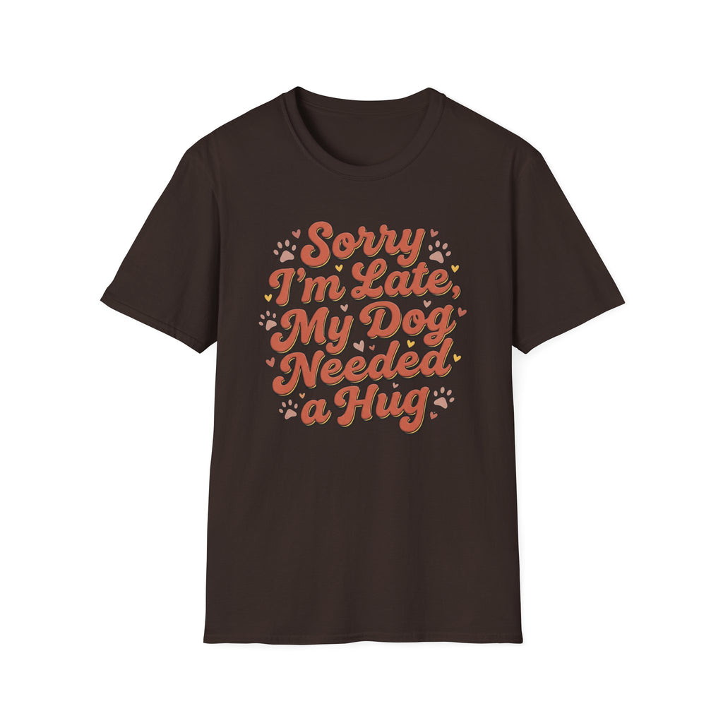 Sorry I’m Late, My Dog Needed a Hug Retro Paw Print T-shirt
