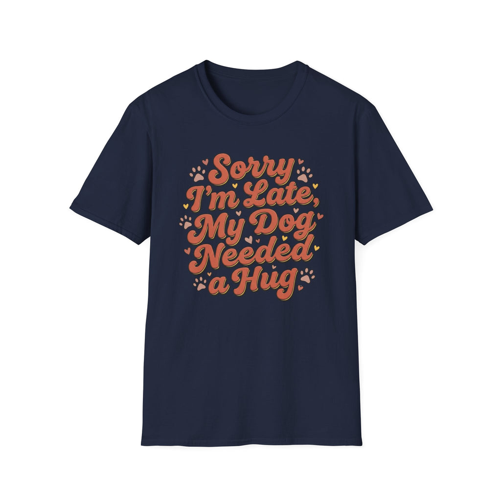 Sorry I’m Late, My Dog Needed a Hug Retro Paw Print T-shirt