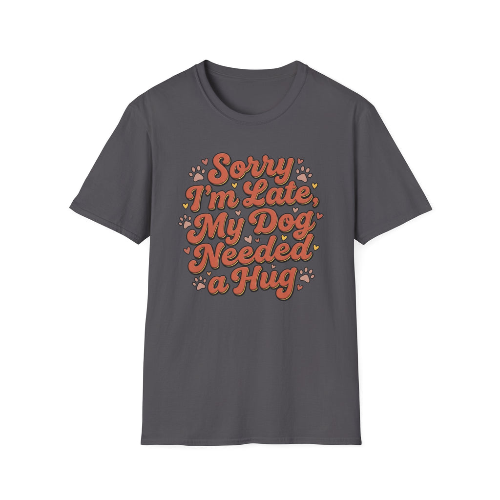 Sorry I’m Late, My Dog Needed a Hug Retro Paw Print T-shirt